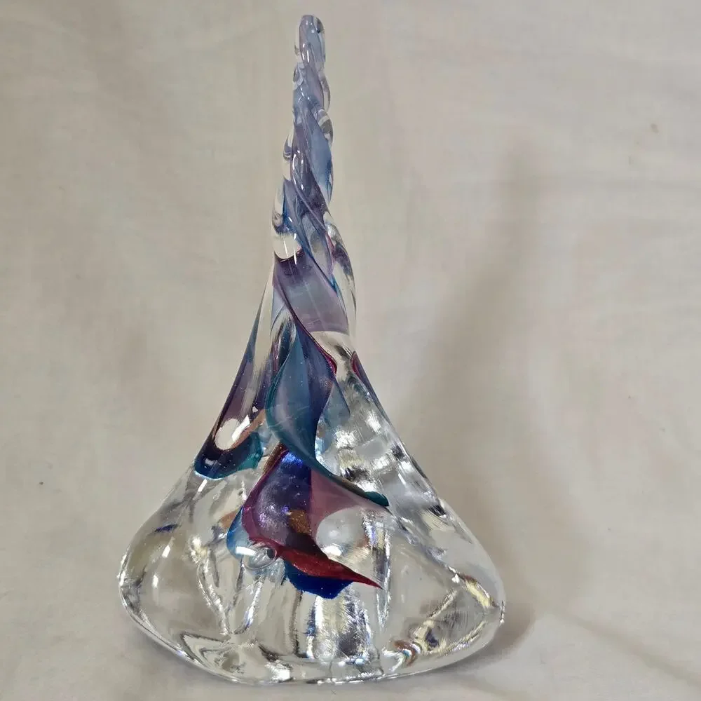 Vintage Fred Wilkerson Flame Swirl Tower Blown Studio Art Glass 1999 Set of 3